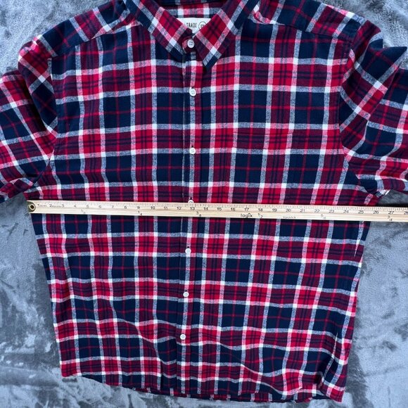 Line of Trade Men XXL Red Blue Plaid Flannel Long Sleeve Button Up Shirt NEW - Picture 4 of 8
